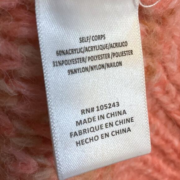 Studio B by Bobeau Sunrise Pink Tan Crewneck Cozy Ribbed Sweater Size L - Picture 6 of 9